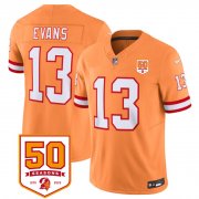Cheap Men's Tampa Bay Buccaneers #13 Mike Evans Orange 2025 F.U.S.E. 50th Anniversary Patch Vapor Untouchable Limited Football Stitched Jersey