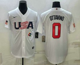 Cheap Men\'s USA Baseball #0 Adam Ottavino 2023 White World Baseball Classic Stitched Jersey