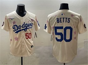 Men\'s Los Angeles Dodgers #50 Mookie Betts Cream 2025 Tokyo Series Limited Stitched Baseball Jersey Cheap