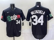 Cheap Men's Los Angeles Dodgers #34 Fernando Valenzuela Black Mexico Flag Cool Base Stitched Baseball Jersey