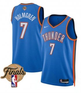 Men\'s Oklahoma City Thunder #7 Chet Holmgren Blue 2025 Finals Icon Edition Stitched Basketball Jersey Cheap