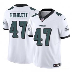 Cheap Men\'s Philadelphia Eagles #47 Charley Hughlett White 2025 New F.U.S.E. Vapor Untouchable Limited Football Stitched Jersey
