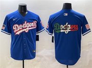 Cheap Men's Los Angeles Dodgers Team Big Logo Royal With American Flag Patch Limited Stitched Baseball Jersey