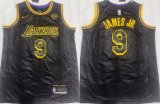 Men's Los Angeles Lakers #9 Bronny James Jr. Black 2024 Draft Stitched Basketball Jersey Cheap