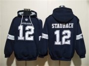 Men's Dallas Cowboys #12 Roger Staubach Navy Ageless Must-Have Lace-Up Pullover Hoodie Cheap