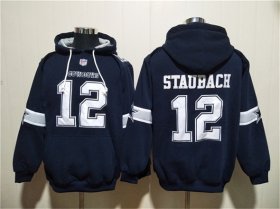 Men\'s Dallas Cowboys #12 Roger Staubach Navy Ageless Must-Have Lace-Up Pullover Hoodie Cheap