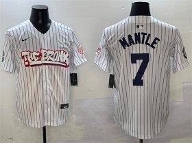 Men\'s New York Yankees #7 Mickey Mantle White Bronx Graffiti Vapor Limited Stitched Baseball Jersey Cheap