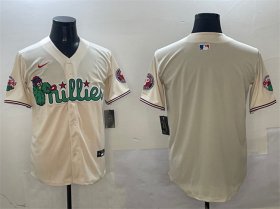 Men\'s Philadelphia Phillies Blank Cream Phanatic Limited Stitched Jersey Cheap