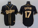 Cheap Men's Los Angeles Dodgers #17 Shohei Ohtani Black Gold World Series Champions Cool Base Stitched Jersey