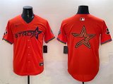 Cheap Men's Houston Astros Team Big Logo Orange 2025 City Connect With Texas Patch Limited Stitched Baseball Jersey