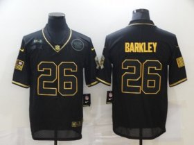Wholesale Cheap Men\'s New York Giants #26 Saquon Barkley Black Gold 2020 Salute To Service Stitched NFL Nike Limited Jersey