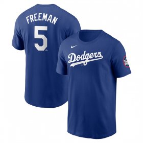 Cheap Men\'s Los Angeles Dodgers #5 Freddie Freeman Royal 2025 Tokyo Series Name & Number T-Shirt
