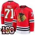 Cheap Men's Chicago Blackhawks #71 Taylor Hall Red 2025 Home 100th Anniversary Stitched Hockey Jersey