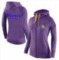 Wholesale Cheap Women's Nike Minnesota Vikings Full-Zip Performance Hoodie Purple_1