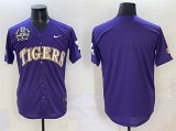 Cheap Men's LSU Tigers Blank Purple 2025 World Series & SEC Patch Stitched Baseball Jersey