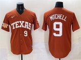 Cheap Men's Texas Longhorns #9 Joley Mitchell Orange 2025 Softball National Champions & SEC Patch Stitched Jersey