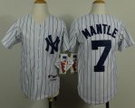 Wholesale Cheap Yankees #7 Mickey Mantle White Stitched Youth Name Back MLB Jersey