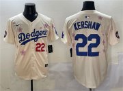 Cheap Men's Los Angeles Dodgers #22 Clayton Kershaw Cream 2025 Tokyo Series Limited Stitched Baseball Jersey