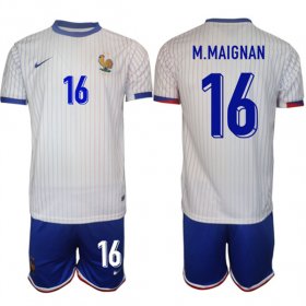 Cheap Men\'s France #16 Steve Mandanda White 2024-25 Away Soccer Jersey Suit