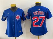 Youth Chicago Cubs #27 Seiya Suzuki Royal 'Ryne Sandberg Tribute' Vapor Limited V2 Stitched Baseball Jersey Cheap Wholesale