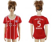 Wholesale Cheap Women's Bayern Munchen #5 Benatia Home Soccer Club Jersey
