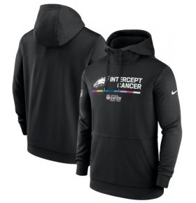 Wholesale Cheap Men\'s Philadelphia Eagles 2022 Black Crucial Catch Therma Performance Pullover Hoodie