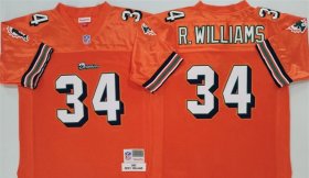 Men\'s Miami Dolphins #34 Ricky Williams Orange Throwback Stitched Football Jersey