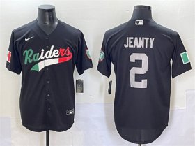 Cheap Men\'s Las Vegas Raiders #2 Ashton Jeanty Black Mexico Cool Base Stitched Baseball Jersey