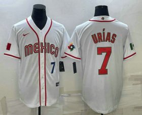 Cheap Men\'s Mexico Baseball #7 Julio Urias Number 2023 White World Baseball Classic Stitched Jersey1
