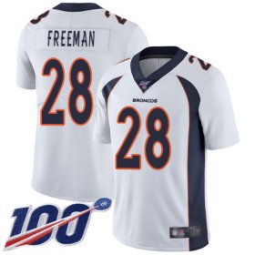 Wholesale Cheap Nike Broncos #28 Royce Freeman White Men\'s Stitched NFL 100th Season Vapor Limited Jersey