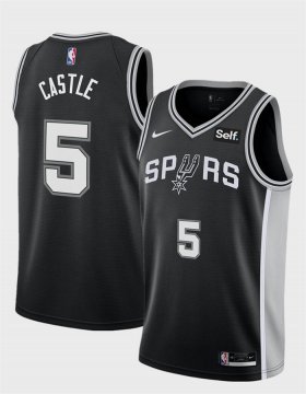 Cheap Men\'s San Antonio Spurs #5 Stephon Castle Black Stitched Basketball Jersey