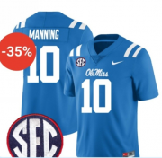 Cheap Men's Ole Miss Rebels #10 Eli Manning Blue F.U.S.E. Stitched Jersey