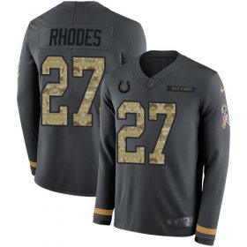 Wholesale Cheap Nike Colts #27 Xavier Rhodes Anthracite Salute to Service Youth Stitched NFL Limited Therma Long Sleeve Jersey