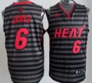 Wholesale Cheap Miami Heat #6 LeBron James Gray With Black Pinstripe Jersey