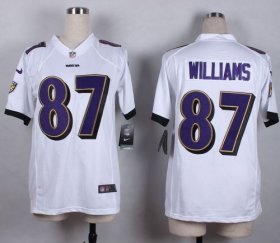 Wholesale Cheap Nike Ravens #87 Maxx Williams White Women\'s Stitched NFL New Elite Jersey
