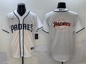 Men\'s San Diego Padres Team Big Logo White Cool Base Stitched Baseball Jersey