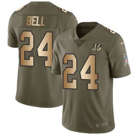 Wholesale Cheap Nike Bengals #24 Vonn Bell Olive/Gold Men\'s Stitched NFL Limited 2017 Salute To Service Jersey