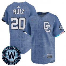 Men\'s Washington Nationals #20 Keibert Ruiz Blue 2025 City Connect Limited Stitched Baseball Jersey Cheap