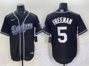 Cheap Men's Los Angeles Dodgers #5 Freddie Freeman Black Fashion Stitched Baseball Jersey
