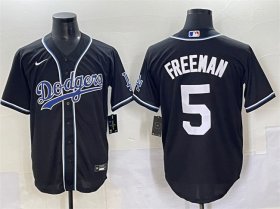 Cheap Men\'s Los Angeles Dodgers #5 Freddie Freeman Black Fashion Stitched Baseball Jersey