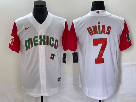 Wholesale Cheap Men\'s Mexico Baseball #7 Julio Urias Number 2023 White Red World Classic Stitched Jersey23