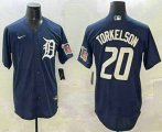Men's Detroit Tigers #20 Spencer Torkelson Navy With Patch Cool Base Stitched Jersey Cheap