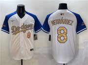 Cheap Men's Los Angeles Dodgers #8 Enrique Hernandez White Royal Gold 2024 World Series Champions Vapor Limited Stitched Baseball Jersey
