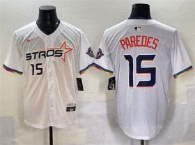 Men\'s Houston Astros #15 Isaac Paredes White 2025 City Connect Limited Stitched Baseball Jersey