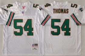 Men\'s Miami Dolphins #54 Zach Thomas White Throwback Stitched Football Jersey