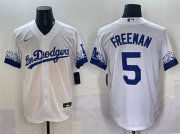 Cheap Men's Los Angeles Dodgers #5 Freddie Freeman White City Connect Cool Base Stitched Jersey