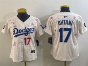 Cheap Women's Los Angeles Dodgers #17 Shohei Ohtani Cream 2025 Tokyo Series Limited Stitched Baseball Jersey(Run Small)