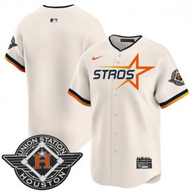Men\'s Houston Astros Blank Cream 2025 City Connect Limited Stitched Baseball Jersey Cheap