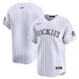 Men\'s Colorado Rockies Blank White Home Limited Stitched Baseball Jersey Cheap
