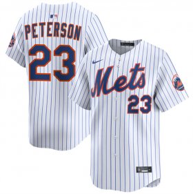 Men\'s New York Mets #23 David Peterson White 2025 Home Limited Stitched Baseball Jersey